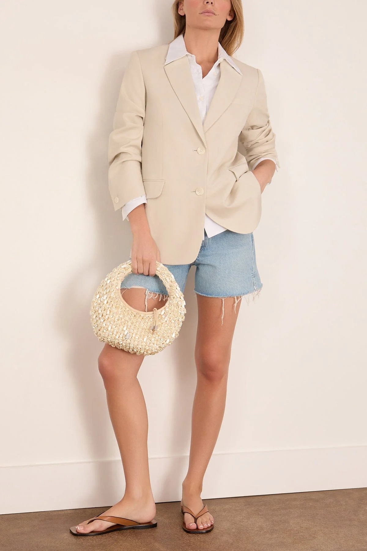 Frank Poplin Blazer in Ivory - Image 2