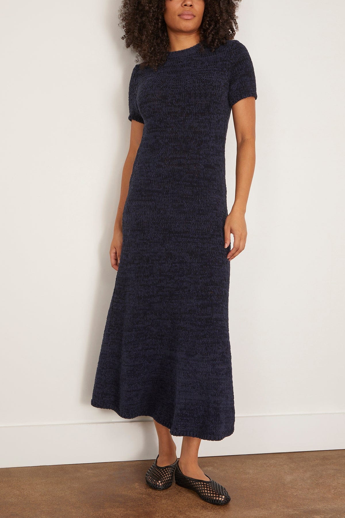 Mel Dress in Marled Cotton Navy/Black Ombre - Image 3