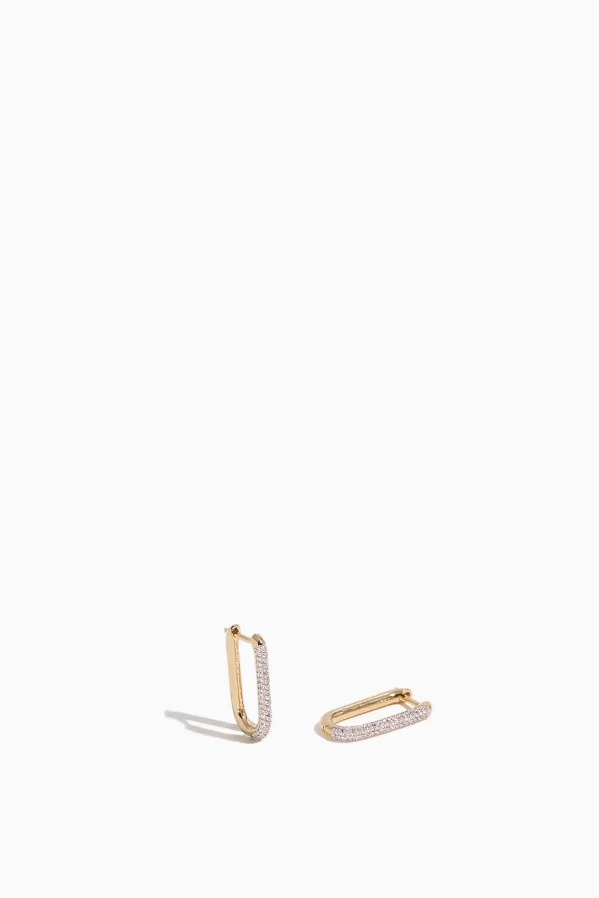 Paperclip Medium White Topaz Earrings in Gold