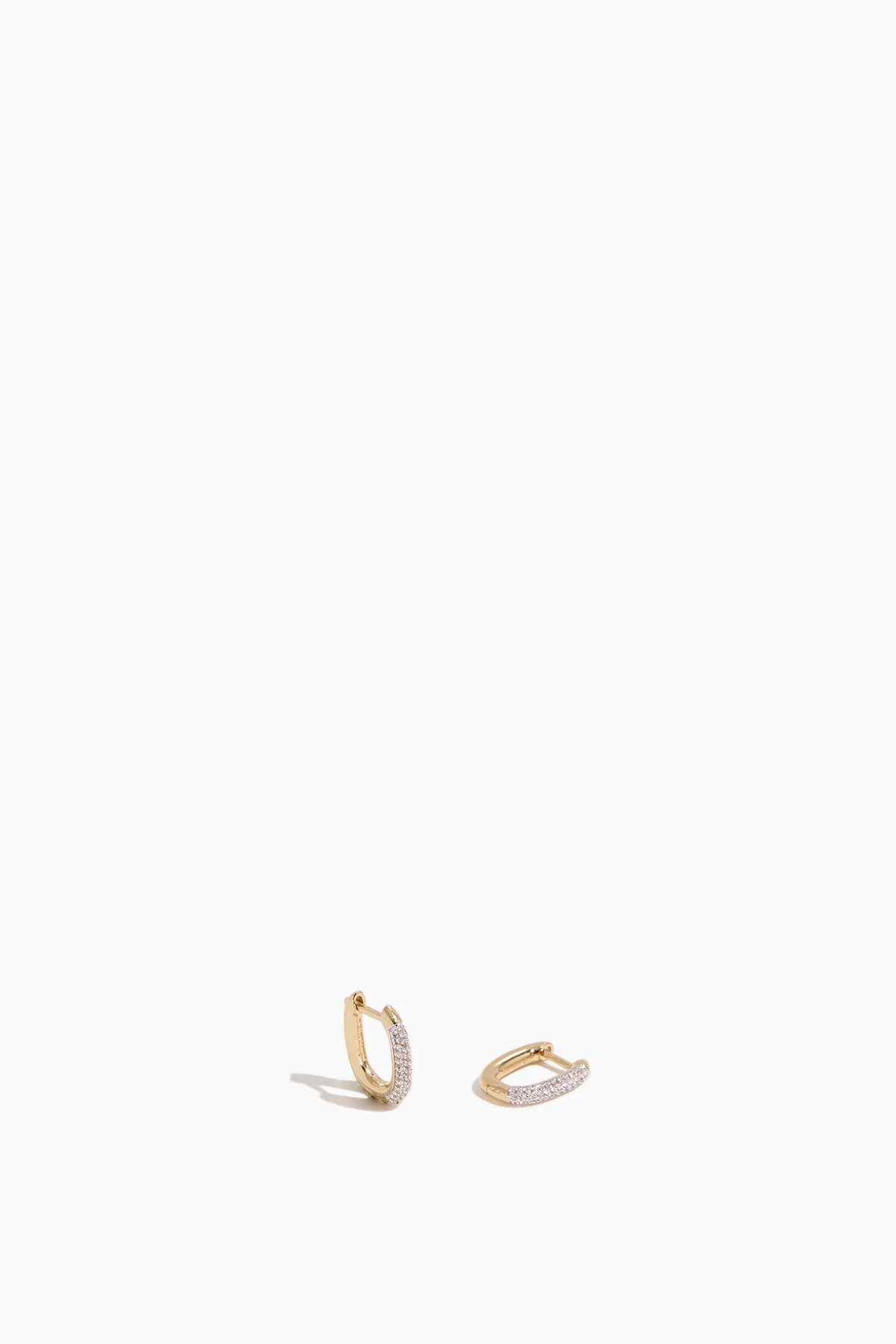 Paperclip Small White Topaz Earrings in Gold