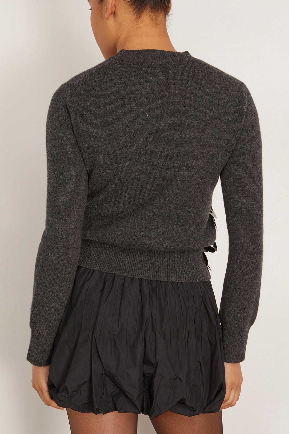 Sequin Embroidery Wool Knit Pullover in Gray/Black - Image 4